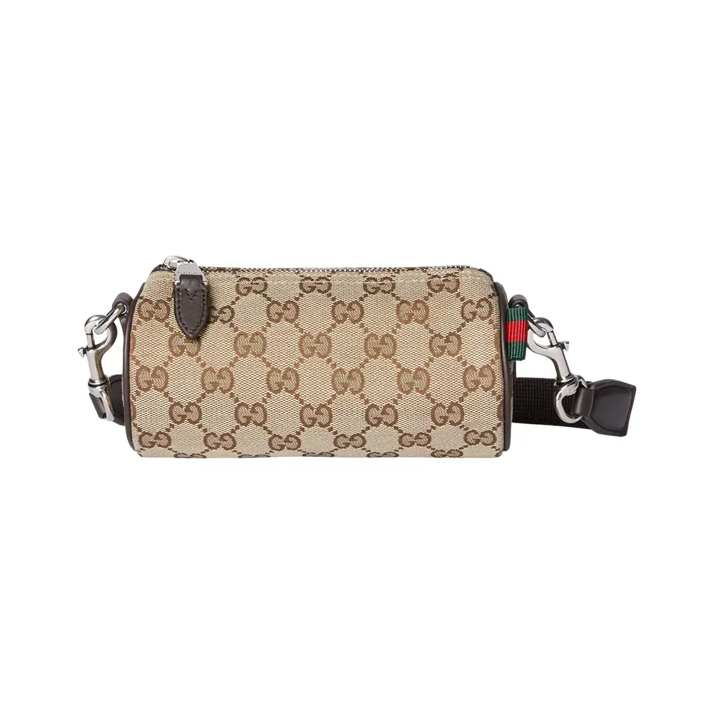 GG Canvas Mini Cylinder Bag Beige/Dark Brown