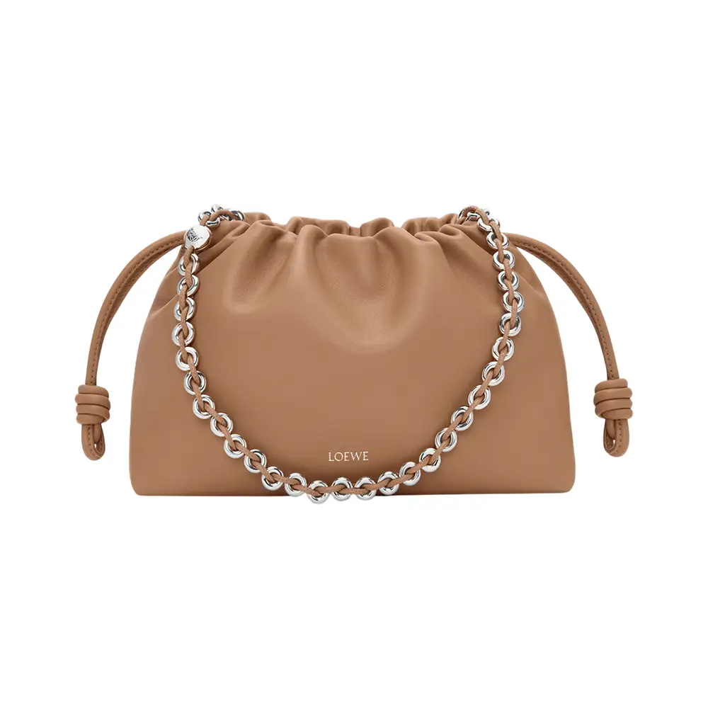 Medium Flamenco Mellow Nappa Lambskin Purse Bag Mocha