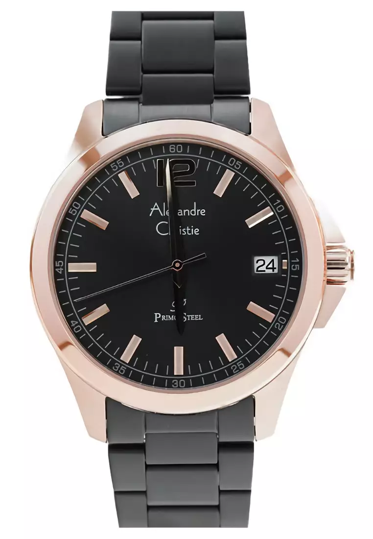 Alexandre Christie - Jam Tangan Pria - Rosegold - Black Stainless Steel Bracelet - 1031MDBBRBA