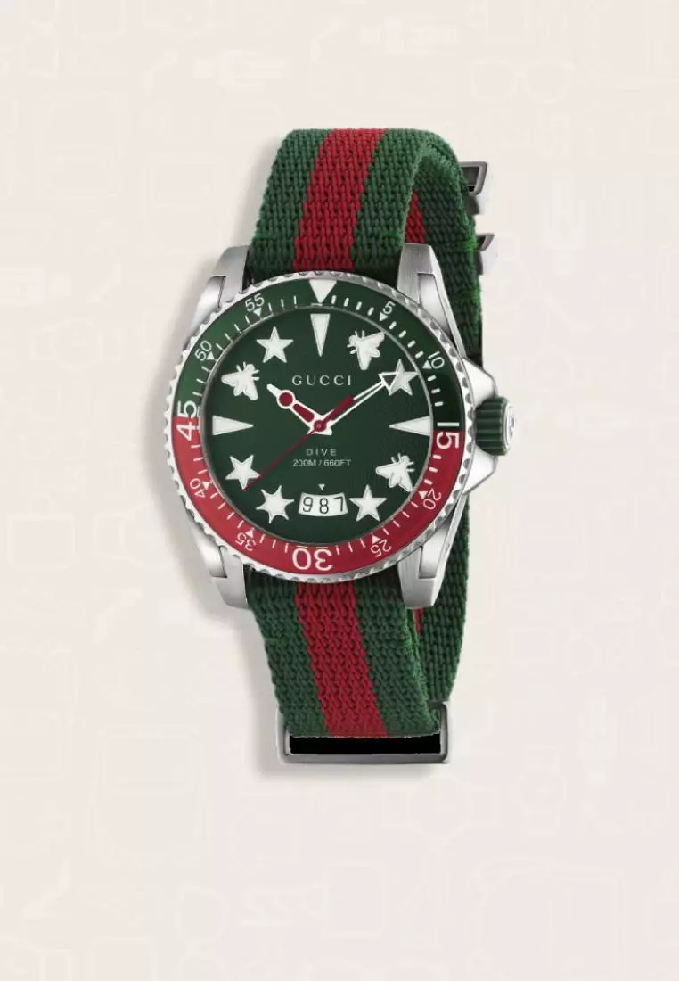 Jam Tangan Pria Gucci Dive Watch Red Green