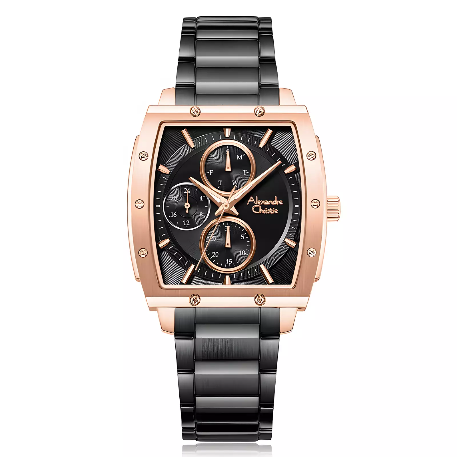 Alexandre Christie Multifunction Chronograph - Jam Tangan Analog Wanita - Black Rose Gold - Stainles