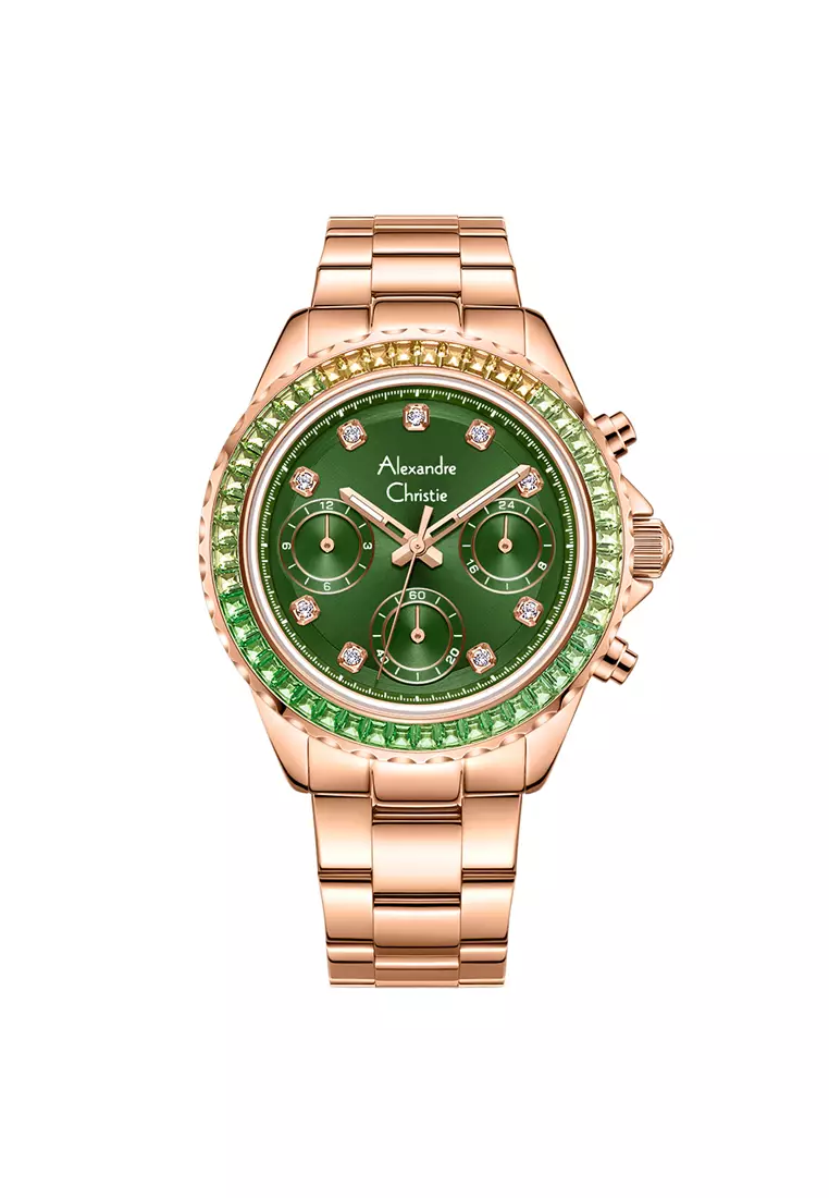 Alexandre Christie AC 2B13 BFBRGGN Jam Tangan Wanita Stainless Steel Strap
